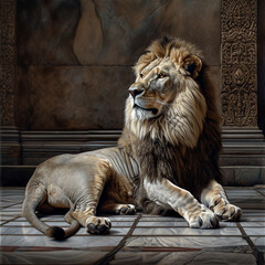 Realistic portrait of a lion illustration