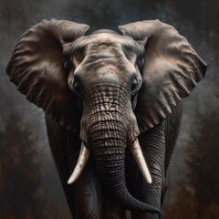 Fototapeta na wymiar Realistic portrait Elephant illustration