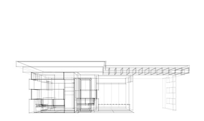 architectural sketch of a house