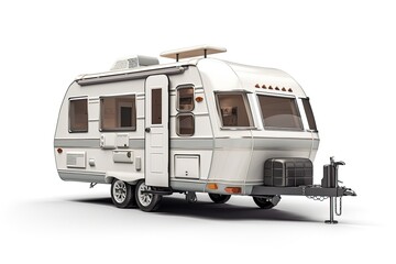 Naklejka premium parked trailer on a plain white background. Generative AI