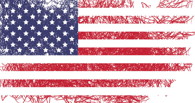 Bright creative painting of USA national flag