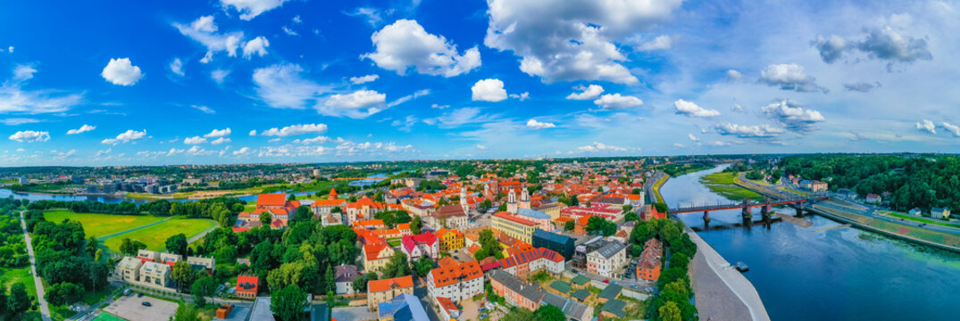 Panorama view of the old town of Kuanas, Lithuania