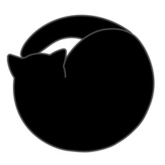 丸まって寝てるネコのイラスト　黒猫 - obrazy, fototapety, plakaty