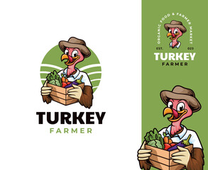 Turkey Farmer Mascot Logo Design