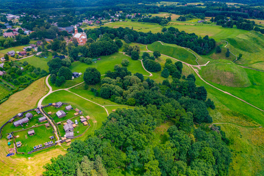 Reconstructed timber village from the viking age at Kernave, Lithuania