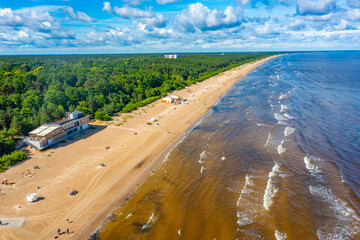 Panorama view of a beach in Jurmala, Latvia