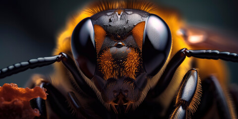Beautiful image of a bee in its natural habitat through macro photography. Generative AI