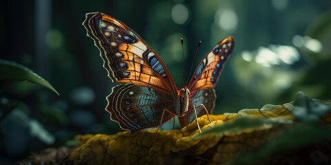 Fototapeta na wymiar Exquisite close-up of a butterfly, revealing nature's intricate design. Generative AI