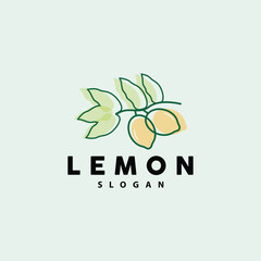 Lemon Logo, Luxurious Elegant Minimalist Design, Lemon Fresh Fruit Vector For Juice, Illustration Template Icon