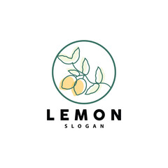 Lemon Logo, Luxurious Elegant Minimalist Design, Lemon Fresh Fruit Vector For Juice, Illustration Template Icon