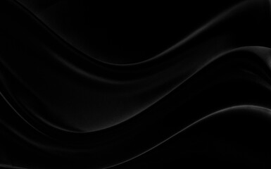 Black gray satin dark fabric texture luxurious shiny that is abstract silk cloth background with patterns soft waves blur beautiful.