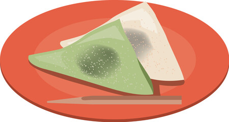 お皿にのっている和菓子（八つ橋）のイメージイラスト