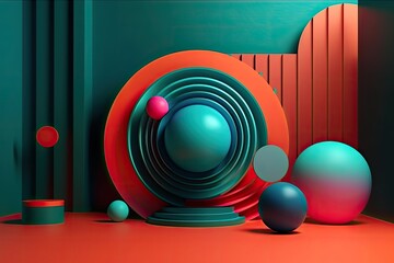 colorful balls arranged on a flat surface. Generative AI
