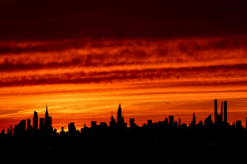 city skyline at sunset illustration