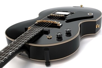 black electric guitar with sleek design and shiny finish. Generative AI