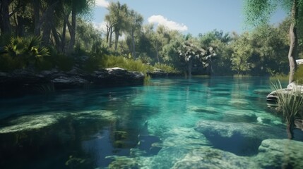 Fototapeta premium Peace in the Florida Springs. Created with Generative AI