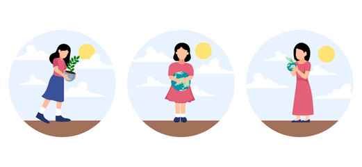 Earth Day Flat Bundle Design Illustration