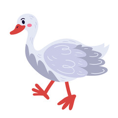 Cute farm goose standing