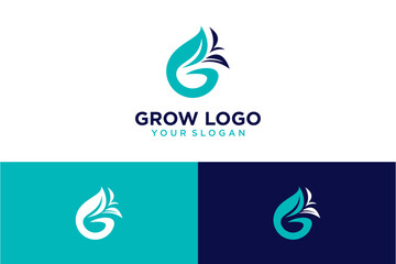 grow logo design with letter g