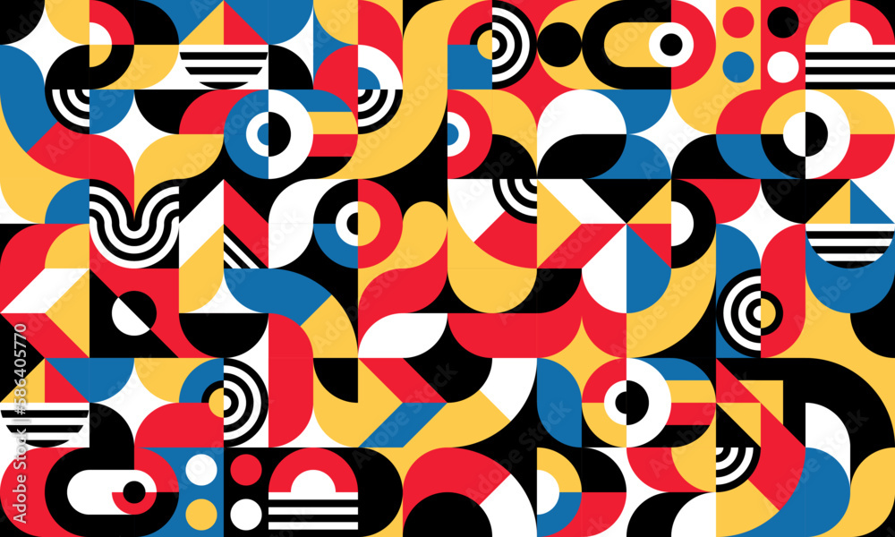 Poster bauhaus pattern, abstract geometric background and modern abstract vector tile. geometric shape patt