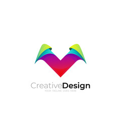 Symbol M logo with colorful design, 3d colorful