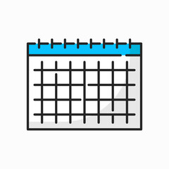 Wall calendar page, diary notepad sheet in checkered lines, color outline icon. Vector agenda schedule page, planning diary notebook with spring