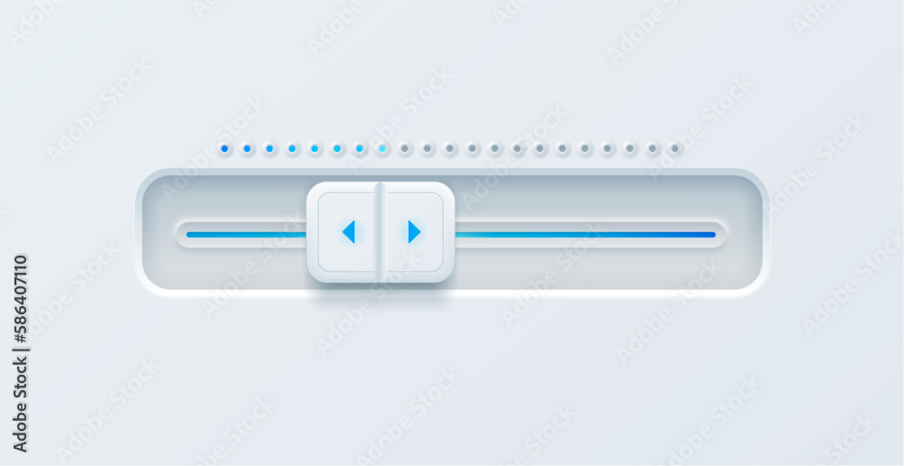 Leinwandbilder Playback slider or bar, 3d vector render of control element for widget or computer program setting value by moving indicator forward and back. Tool for rewind movie, podcast or music in media player