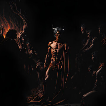 multitud de demonios en el infierno