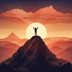 Success on top of a mountain Illustration 
