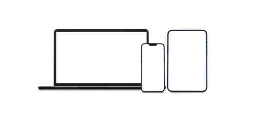 laptop, phone and tablet on a transparent background png