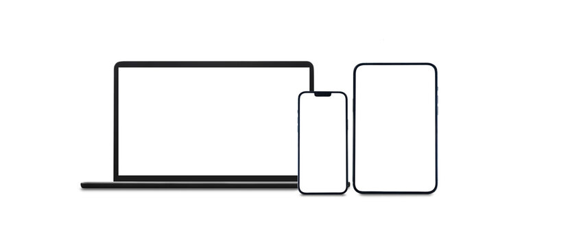 laptop, phone and tablet on a transparent background png