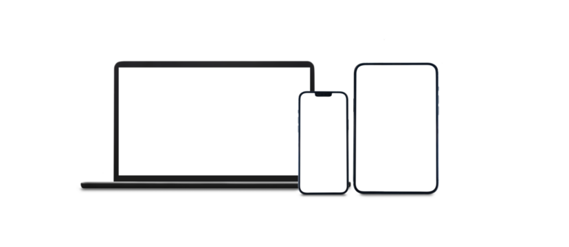 laptop, phone and tablet on a transparent background png