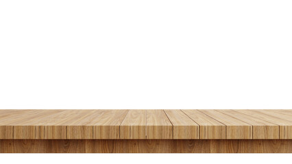 Wooden table top isolated on transparent background 3d rendering png