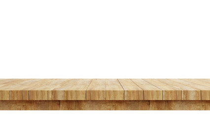 Wooden table top isolated on transparent background 3d rendering png