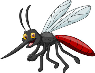Cute mosquito cartoon on white background