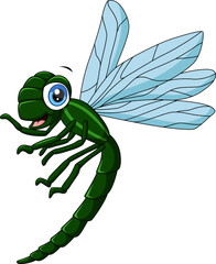 Cute dragonfly cartoon on white background