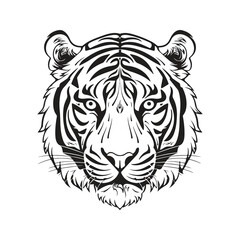 tiger head, vector concept digital art, hand drawn illustration