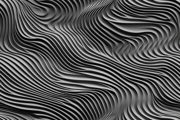 abstract black and white wavy lines. Generative AI