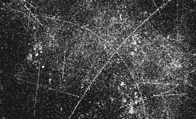 Grunge black and white pattern. Monochrome particles abstract texture. Background of cracks, scuffs, chips, stains, ink spots, lines. Dark design background surface