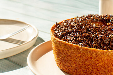 Carrot Cake with Chocolate Frosting and Brigadeiro Sprinkles - Irresistible Dessert