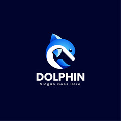 Obraz premium Vector Logo Illustration Dolphin Gradient Colorful Style