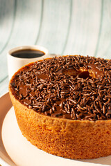Carrot Cake with Chocolate Frosting and Brigadeiro Sprinkles - Vertical