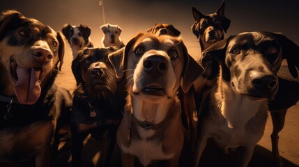 A group of dogs taking a selfie. Created with Generative AI.