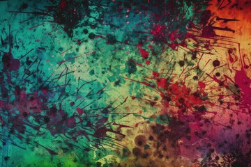Fototapeta na wymiar an abstract painting with colorful splatters and drips. Generative AI