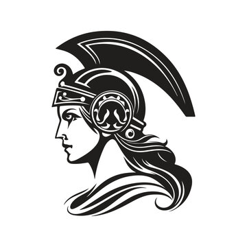 athena, vector concept digital art, hand drawn illustration