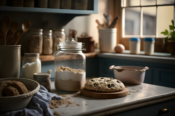 Obraz na płótnie Canvas Home baking cookie - rustic kitchen - AI Technology