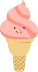 cute cartoon ice cream cone illustration.