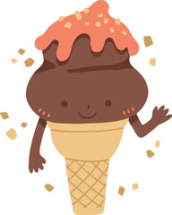 cute cartoon ice cream cone illustration.