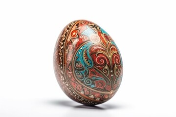 highly detailed and decorated Easter egg on a plain white background. Generative AI