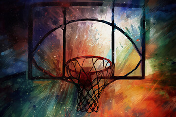 Fototapeta na wymiar Basketball Hoop Painting Backboard Net Rim Generative AI